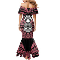 Personalised Polynesia Skull Family Matching Mermaid Dress and Hawaiian Shirt With Boars Tusk Pink Arty Vibe LT9 - Polynesian Pride
