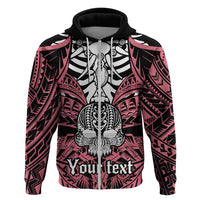 Personalised Polynesia Skull Hoodie With Boars Tusk Pink Arty Vibe LT9 - Polynesian Pride
