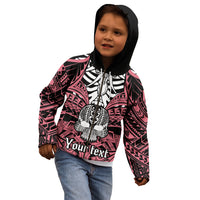Personalised Polynesia Skull Kid Hoodie With Boars Tusk Pink Arty Vibe LT9 - Polynesian Pride