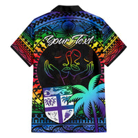 Personalised Fiji LGBT Hawaiian Shirt Love Is Love Tapa Pattern Rainbow Water Color LT9 - Polynesian Pride