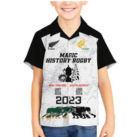 Custom New Zealand South Africa Rugby Family Matching Mermaid Dress and Hawaiian Shirt History Commemorative World Cup Winners Unique LT9 Son's Shirt White - Polynesian Pride