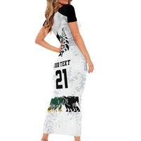 Custom New Zealand South Africa Rugby Short Sleeve Bodycon Dress History Commemorative World Cup Winners Unique LT9 - Polynesian Pride