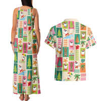Mele Kalikimaka Hawaii Christmas Couples Matching Tank Maxi Dress and Hawaiian Shirt Funny Santan Hippie Style