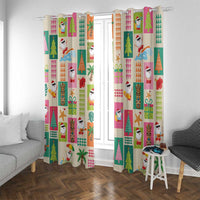 Mele Kalikimaka Hawaii Christmas Window Curtain Funny Santan Hippie Style