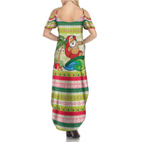 Mele Kalikimaka Hawaii Christmas Summer Maxi Dress Surfing Santa with Polynesian Tribal LT9 - Polynesian Pride