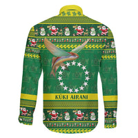 Meri Kiritimiti Cook Islands Christmas Family Matching Long Sleeve Bodycon Dress and Hawaiian Shirt Maroro Flying Fish and White Stars