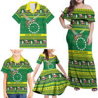 Meri Kiritimiti Cook Islands Christmas Family Matching Off Shoulder Maxi Dress and Hawaiian Shirt Maroro Flying Fish and White Stars LT9 - Polynesian Pride