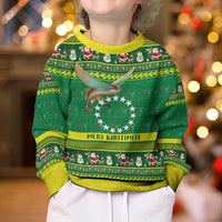 Meri Kiritimiti Cook Islands Christmas Kid Ugly Christmas Sweater Maroro Flying Fish and White Stars LT9 - Polynesian Pride