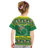 Meri Kiritimiti Cook Islands Christmas Kid T Shirt Maroro Flying Fish and White Stars LT9 - Polynesian Pride