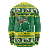 Meri Kiritimiti Cook Islands Christmas Long Sleeve Shirt Maroro Flying Fish and White Stars LT9 - Polynesian Pride