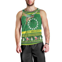 Meri Kiritimiti Cook Islands Christmas Men Tank Top Maroro Flying Fish and White Stars
