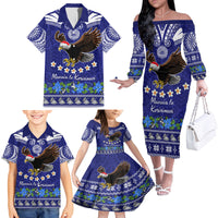 American Samoa Christmas Family Matching Off Shoulder Long Sleeve Dress and Hawaiian Shirt Manuia le Kerisimasi Polynesian Tribal LT9 - Polynesian Pride