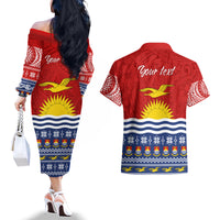 Personalised Kiribati Christmas Couples Matching Off The Shoulder Long Sleeve Dress and Hawaiian Shirt Tekeraoi n Te Tiritimati Polynesian Tribal LT9 - Polynesian Pride