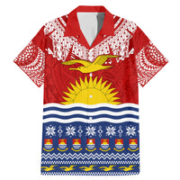 Personalised Kiribati Christmas Family Matching Mermaid Dress and Hawaiian Shirt Tekeraoi n Te Tiritimati Polynesian Tribal LT9 Dad's Shirt - Short Sleeve Red - Polynesian Pride