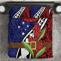 Samoan Ula Fala Flowers Bedding Set Christmas Santa Belt LT9 Red - Polynesian Pride