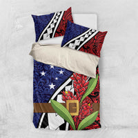 Samoan Ula Fala Flowers Bedding Set Christmas Santa Belt LT9 US Twin 172cm x 218cm Red - Polynesian Pride