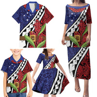 Samoan Ula Fala Flowers Family Matching Puletasi and Hawaiian Shirt Christmas Santa Belt