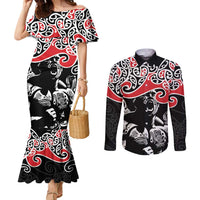 Aotearoa Toitu Te Tiriti Couples Matching Mermaid Dress and Long Sleeve Button Shirt New Zealand Stand Together Stand Stronger