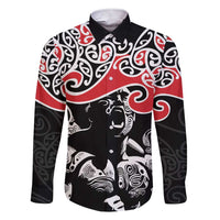 Aotearoa Toitu Te Tiriti Family Matching Short Sleeve Bodycon Dress and Hawaiian Shirt New Zealand Stand Together Stand Stronger LT9 Dad's Shirt - Long Sleeve Black - Polynesian Pride
