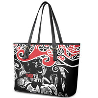 Aotearoa Toitu Te Tiriti Leather Tote Bag New Zealand Stand Together Stand Stronger