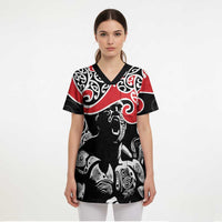 Aotearoa Toitu Te Tiriti Scrub Top New Zealand Stand Together Stand Stronger - Polynesian Pride