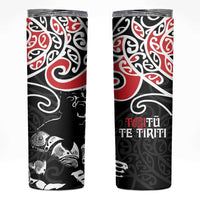 Aotearoa Toitu Te Tiriti Skinny Tumbler New Zealand Stand Together Stand Stronger LT9 Black - Polynesian Pride