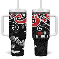Aotearoa Toitu Te Tiriti Tumbler With Handle New Zealand Stand Together Stand Stronger LT9 One Size: 40 oz Black - Polynesian Pride