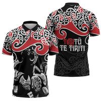 Aotearoa Toitu Te Tiriti Zipper Polo Shirt New Zealand Stand Together Stand Stronger - Polynesian Pride