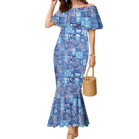 Federated States of Micronesia Merry Christmas Family Matching Mermaid Dress and Hawaiian Shirt Pacific Patchwork Xmas Vibes - Polynesian Pride
