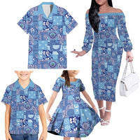 Federated States of Micronesia Merry Christmas Family Matching Off The Shoulder Long Sleeve Dress and Hawaiian Shirt Pacific Patchwork Xmas Vibes LT9 - Polynesian Pride