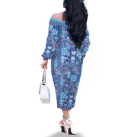Federated States of Micronesia Merry Christmas Family Matching Off The Shoulder Long Sleeve Dress and Hawaiian Shirt Pacific Patchwork Xmas Vibes LT9 - Polynesian Pride