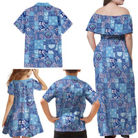 Federated States of Micronesia Merry Christmas Family Matching Off Shoulder Maxi Dress and Hawaiian Shirt Pacific Patchwork Xmas Vibes - Polynesian Pride