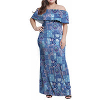 Federated States of Micronesia Merry Christmas Family Matching Off Shoulder Maxi Dress and Hawaiian Shirt Pacific Patchwork Xmas Vibes - Polynesian Pride