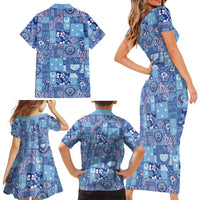 Federated States of Micronesia Merry Christmas Family Matching Short Sleeve Bodycon Dress and Hawaiian Shirt Pacific Patchwork Xmas Vibes - Polynesian Pride