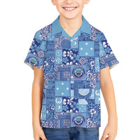 Federated States of Micronesia Merry Christmas Family Matching Short Sleeve Bodycon Dress and Hawaiian Shirt Pacific Patchwork Xmas Vibes - Polynesian Pride