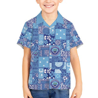 Federated States of Micronesia Merry Christmas Kid Hawaiian Shirt Pacific Patchwork Xmas Vibes - Polynesian Pride