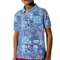 Federated States of Micronesia Merry Christmas Kid Polo Shirt Pacific Patchwork Xmas Vibes - Polynesian Pride