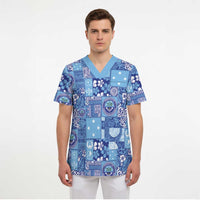 Federated States of Micronesia Merry Christmas Scrub Top Pacific Patchwork Xmas Vibes - Polynesian Pride