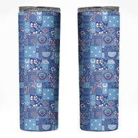 Federated States of Micronesia Merry Christmas Skinny Tumbler Pacific Patchwork Xmas Vibes - Polynesian Pride