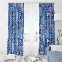 Federated States of Micronesia Merry Christmas Window Curtain Pacific Patchwork Xmas Vibes - Polynesian Pride