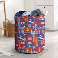 Kiribati Tekeraoi n te Kiritimati Laundry Basket Pacific Patchwork Xmas Vibes - Polynesian Pride