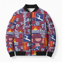 Kiribati Tekeraoi n te Kiritimati Bomber Puffer Jacket Pacific Patchwork Xmas Vibes - Polynesian Pride