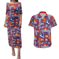 Kiribati Tekeraoi n te Kiritimati Couples Matching Puletasi and Hawaiian Shirt Pacific Patchwork Xmas Vibes - Polynesian Pride