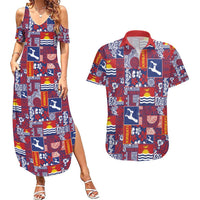 Kiribati Tekeraoi n te Kiritimati Couples Matching Summer Maxi Dress and Hawaiian Shirt Pacific Patchwork Xmas Vibes LT9 Red - Polynesian Pride