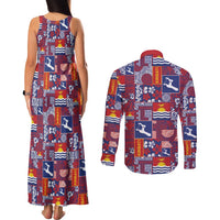 Kiribati Tekeraoi n te Kiritimati Couples Matching Tank Maxi Dress and Long Sleeve Button Shirt Pacific Patchwork Xmas Vibes - Polynesian Pride