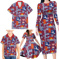 Kiribati Tekeraoi n te Kiritimati Family Matching Long Sleeve Bodycon Dress and Hawaiian Shirt Pacific Patchwork Xmas Vibes - Polynesian Pride