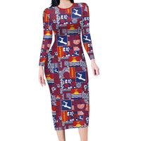Kiribati Tekeraoi n te Kiritimati Family Matching Long Sleeve Bodycon Dress and Hawaiian Shirt Pacific Patchwork Xmas Vibes - Polynesian Pride