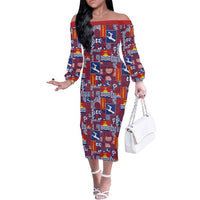 Kiribati Tekeraoi n te Kiritimati Family Matching Off The Shoulder Long Sleeve Dress and Hawaiian Shirt Pacific Patchwork Xmas Vibes - Polynesian Pride