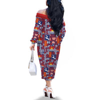 Kiribati Tekeraoi n te Kiritimati Family Matching Off The Shoulder Long Sleeve Dress and Hawaiian Shirt Pacific Patchwork Xmas Vibes - Polynesian Pride
