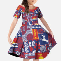 Kiribati Tekeraoi n te Kiritimati Family Matching Puletasi and Hawaiian Shirt Pacific Patchwork Xmas Vibes LT9 Daughter's Dress Red - Polynesian Pride